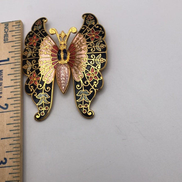 Gorgeous Butterly Pin Brooch VTG 80s Brooch Cloisonné Enamel Statement Pin. - Picture 4 of 9